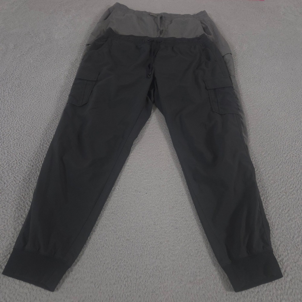 LOT OF 2 Eddie Bauer Pants Women L Multi Trail Cargo Joggers Stretch Lightweight
